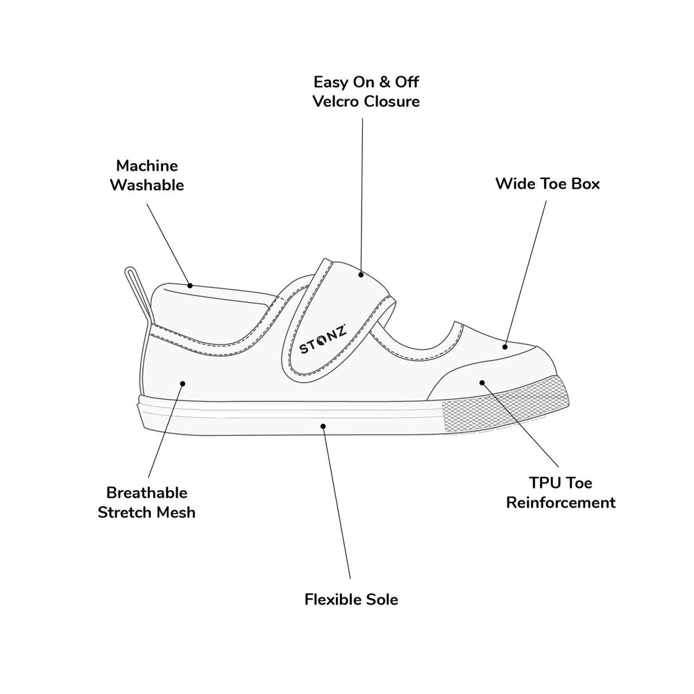 Stonz Cruiser Natural Baby Shoes Haze Pink with Easy On & Off Velcro, breathable mesh, flexible sole.