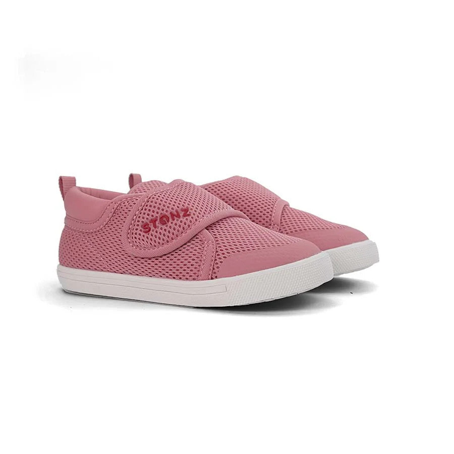 STONZ Cruiser Original Toddler Shoes in dusty rose mesh with white sole, pair secured by Velcro straps.