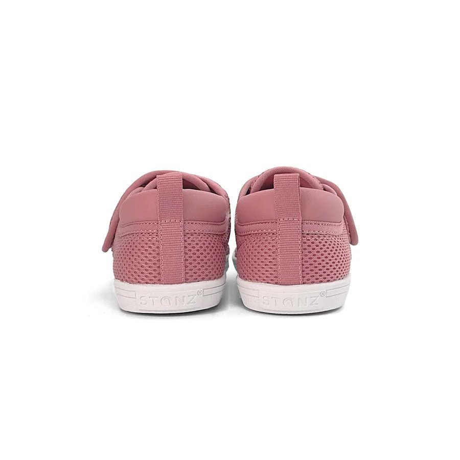 Stonz Cruiser Original Toddler Shoes Dusty Rose, pink mesh uppers and white soles; rear view shows pull tabs.
