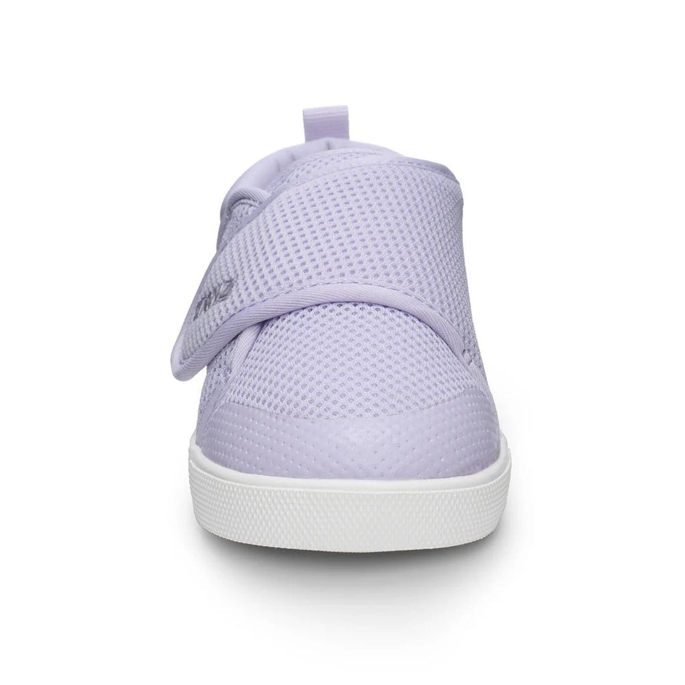 Stonz Cruiser Original Toddler Shoes Haze Purple; lavender mesh sneaker with Velcro strap secured and white sole.