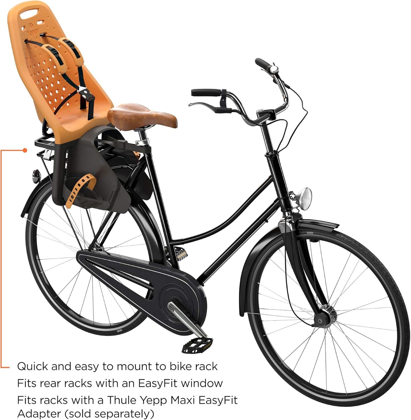Thule Yepp Maxi rack-mounted child bike seat, orange