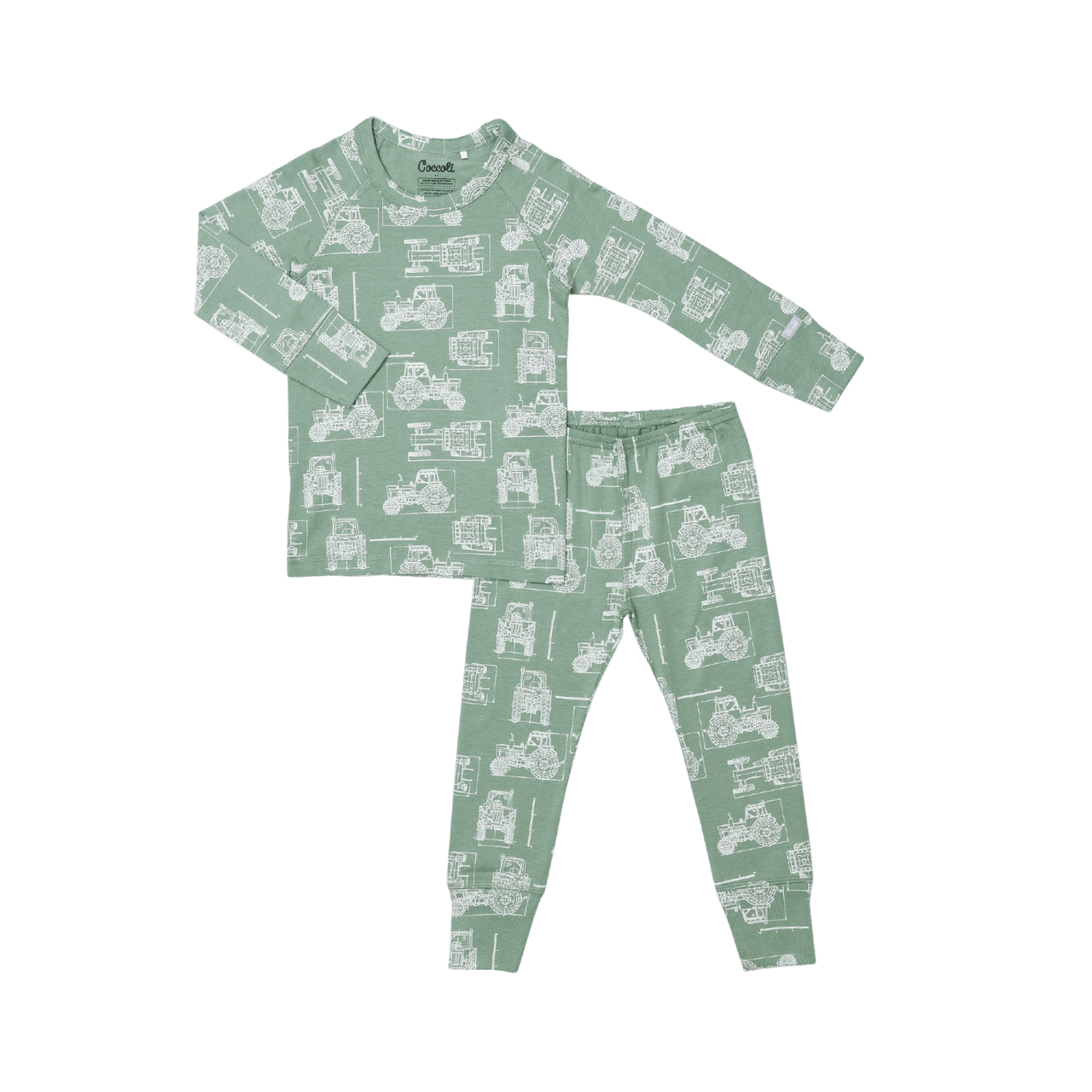 Coccoli Kid Long Sleeve Cotton TENCEL™ Modal Pyjama Tractors On Lily Pad