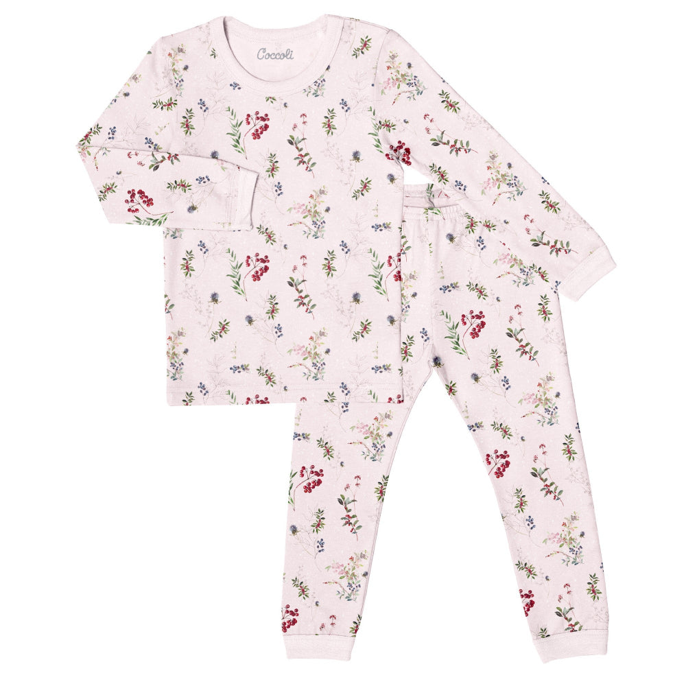 Coccoli Kid Long Sleeve Modal Pyjama Winter Berries On Pink