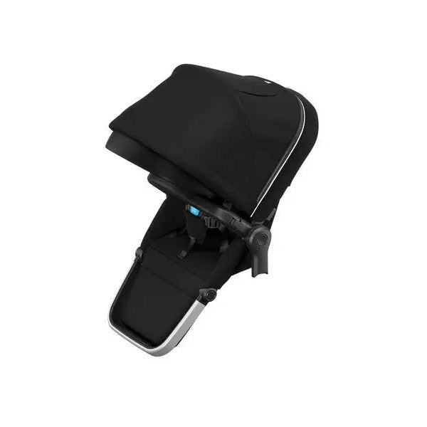 Thule Sleek Sibling Seat in black, compact second stroller seat attached to Thule Sleek chassis.
