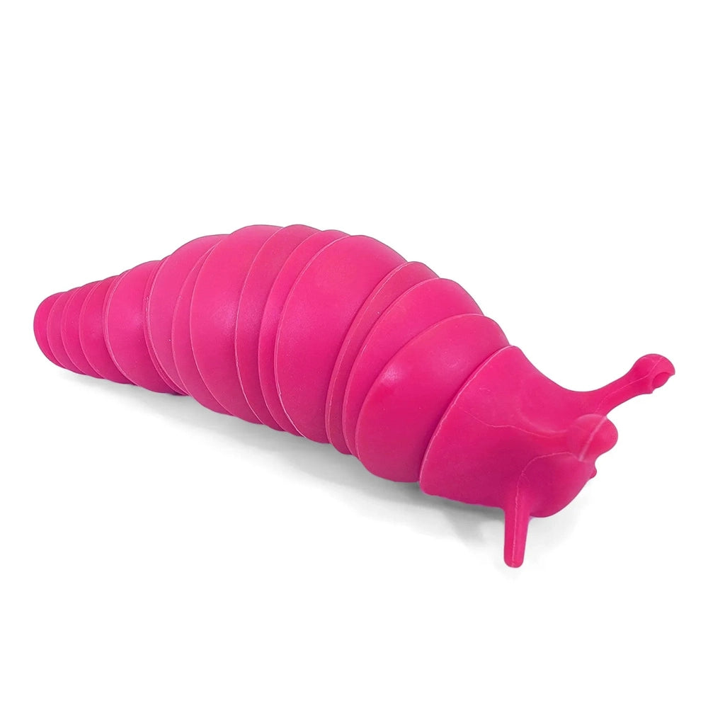 Tobar fidget slug toy, pink silicone spiral with ridged segments, 1 pc