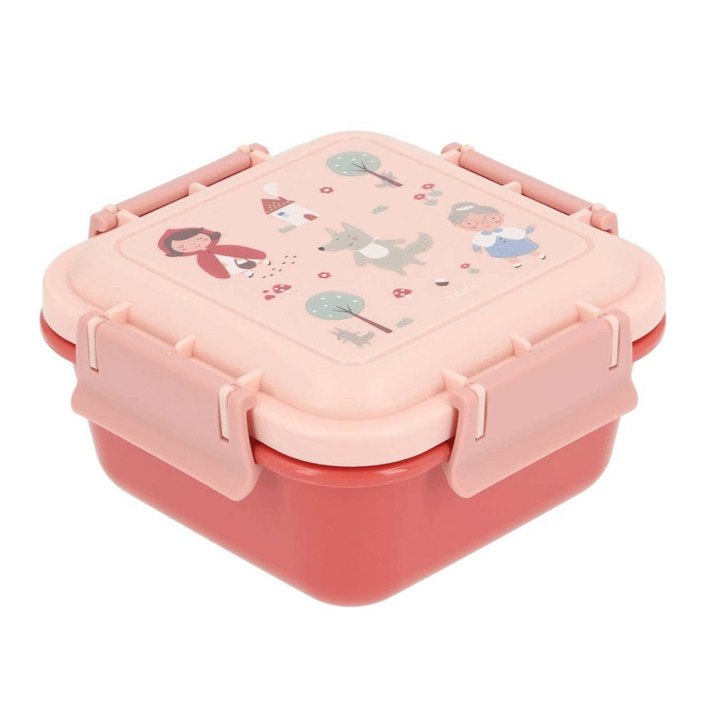 Tutete large pink lunch box in plastic with pastel illustrations and side clasps