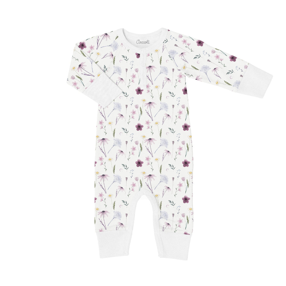 Coccoli Infant Modal Unionsuit Floral On Cream