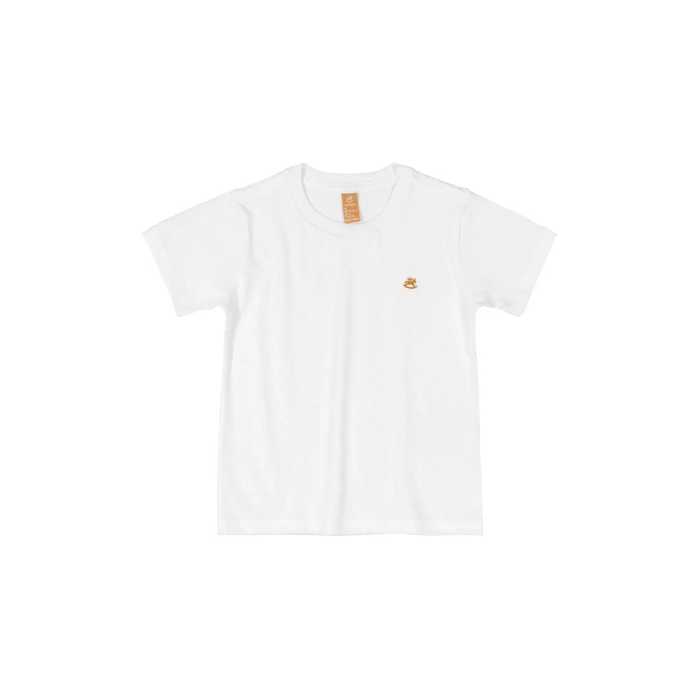 Up Baby Boy Short T-Shirt White with small orange logo on chest, simple cotton tee