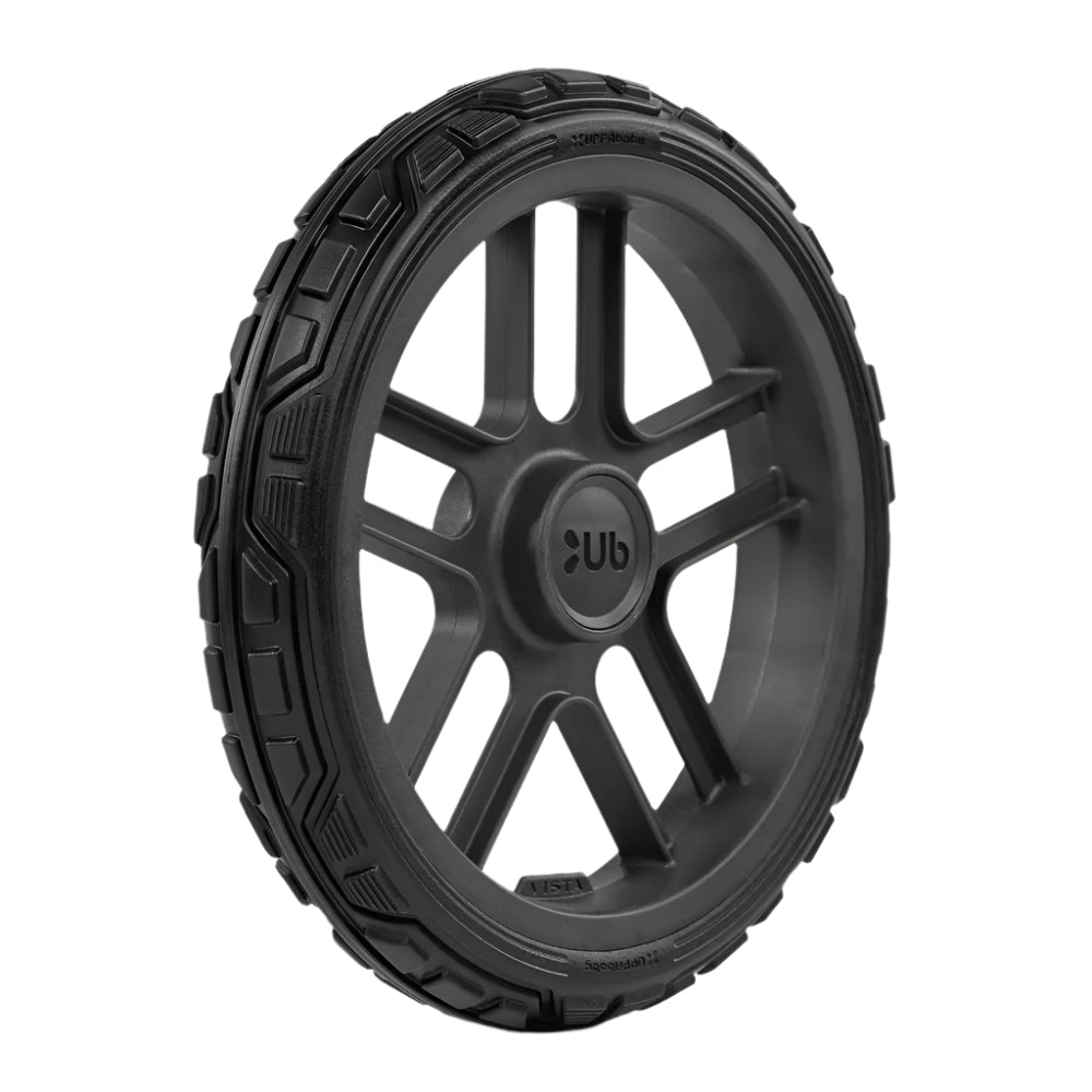 Uppababy all-terrain wheel for Vista stroller, black rugged tire with gray-spoke rim