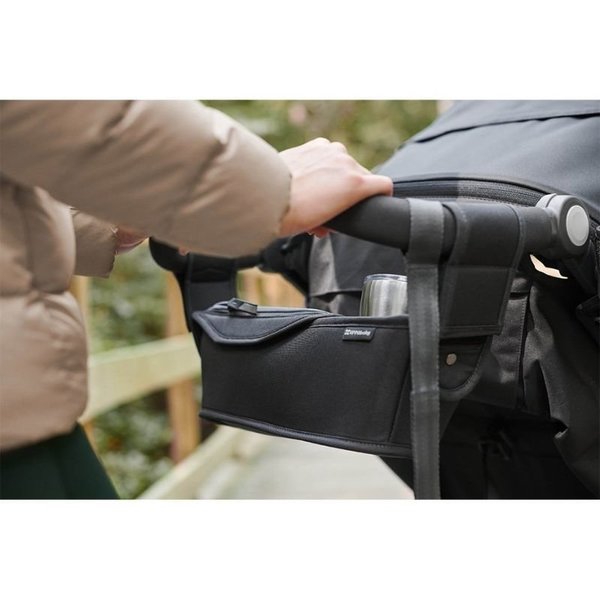 Uppababy Parent Console for Ridge stroller, black handle-mounted organizer with cup holder