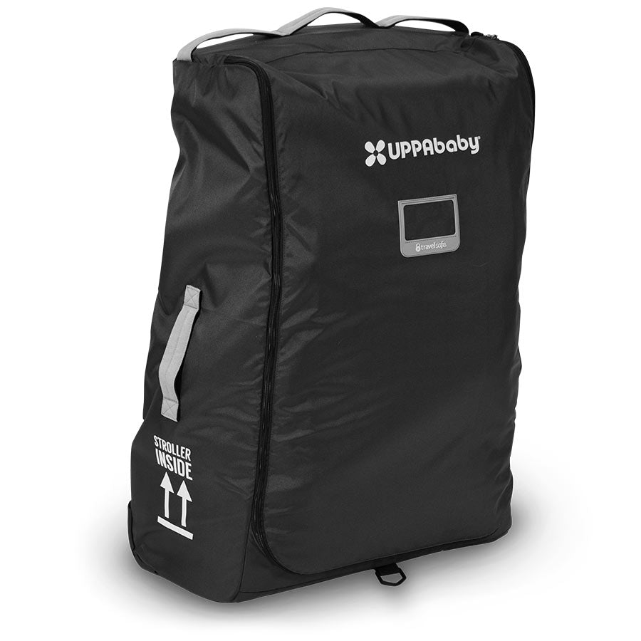 UPPAbaby travel bag for Vista and Cruz strollers, black nylon with handles and visible logo
