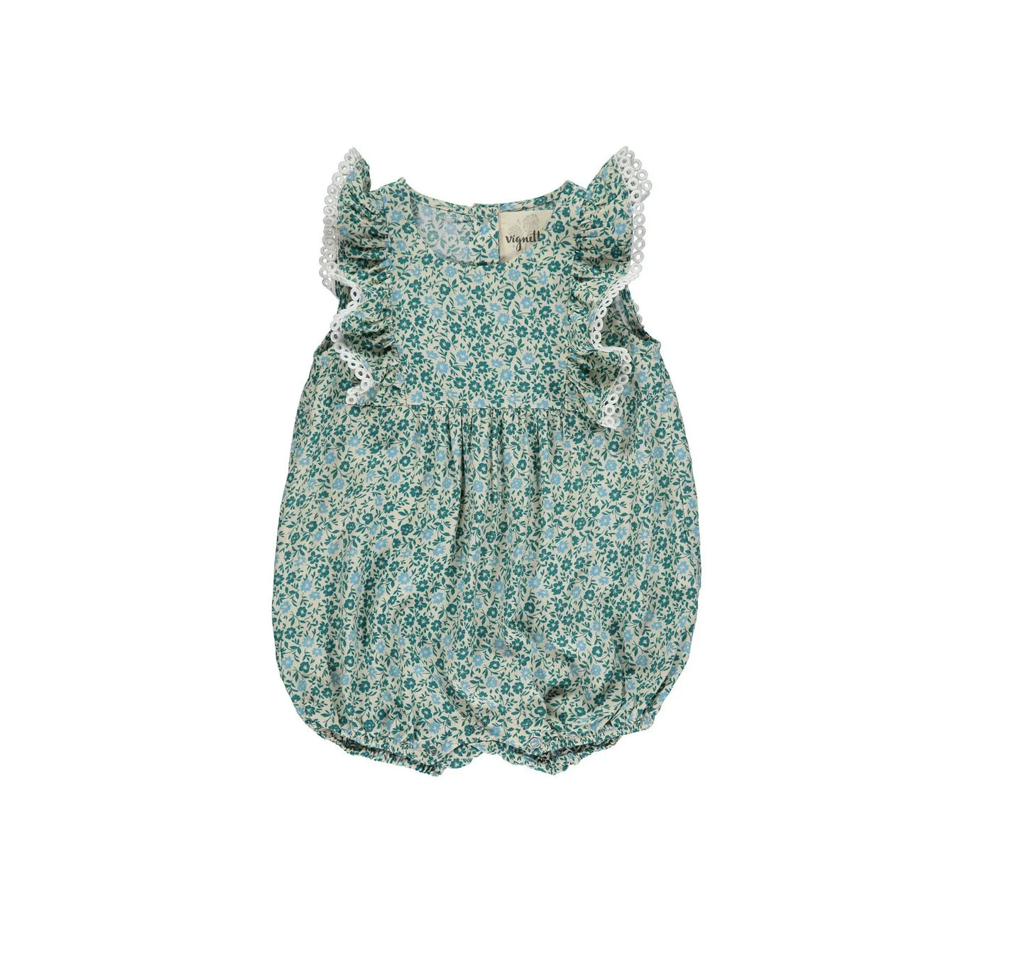 VIGNETTE POPPY BUBBLE TEAL DITSY FLORAL - baby enRoute