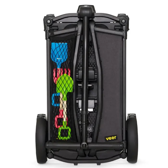 Veer Cargo Net for stroller; black net stores colorful toy shapes, VEER brand.