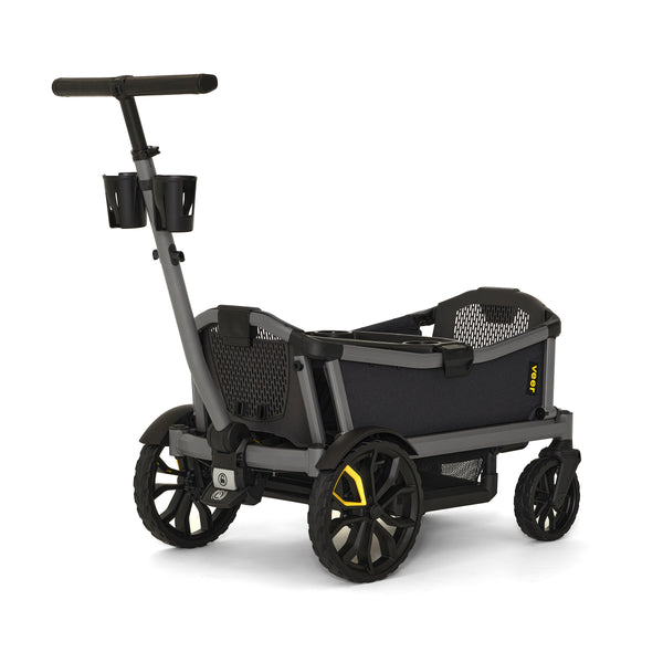 Veer City Cruiser Wagon, black and gray with tall handle, cup holders, and mesh sides.