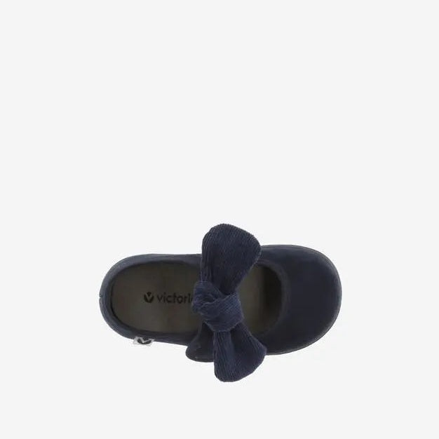 Victoria Shoes Ojalá Suede Imitation Mary Jane Corduroy Bow Marino