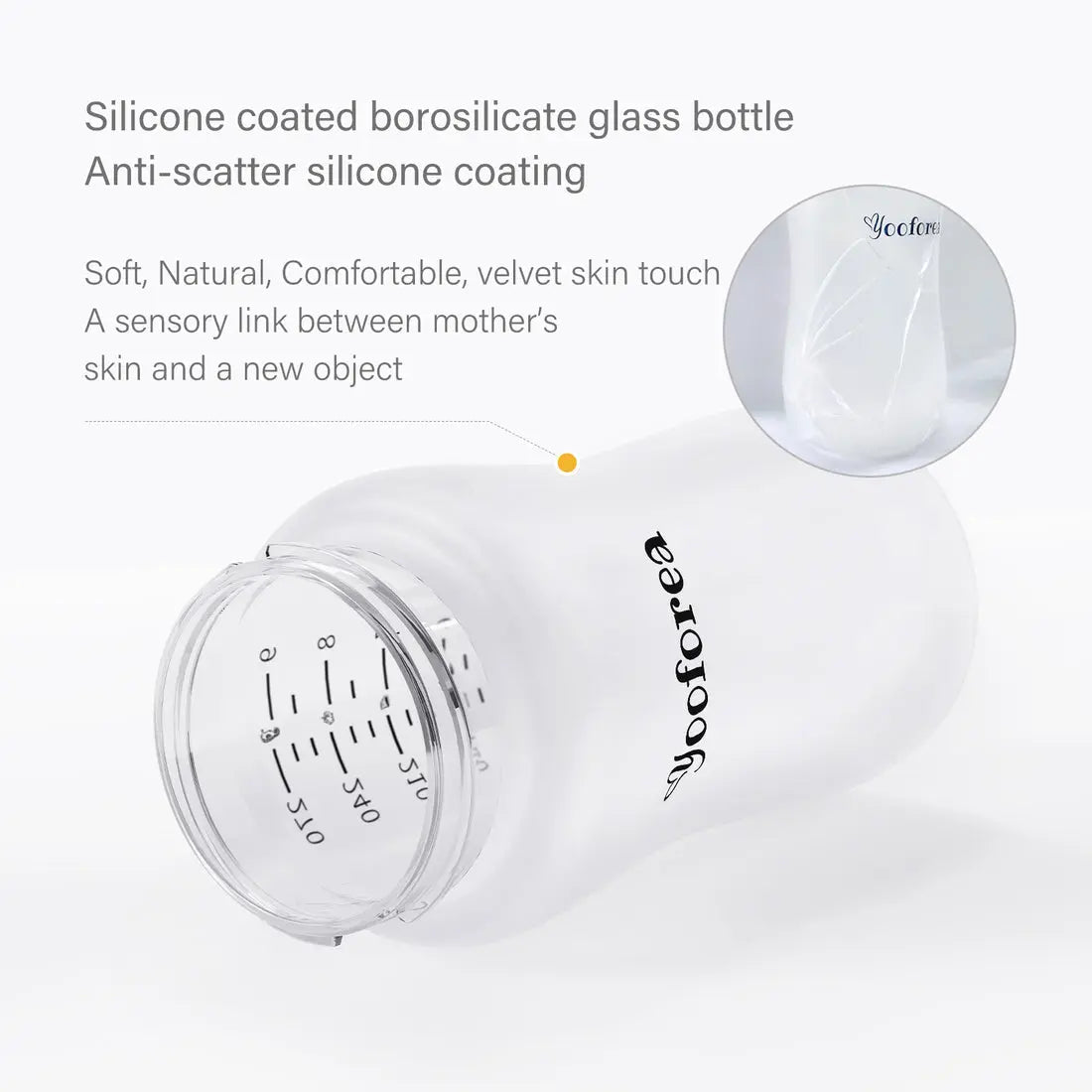 Yooforea Silicone Coated Glass Baby Bottle 9Oz/270Ml