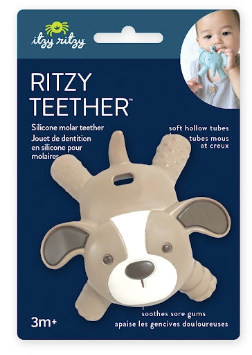 Ritzy molar teether, dog-shaped silicone, beige