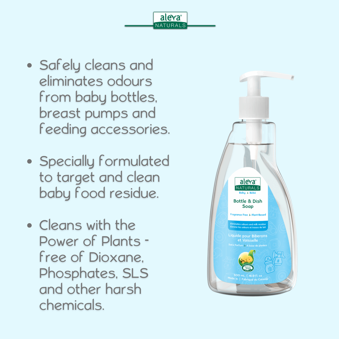 ALEVA NATURALS BOTTLE & DISH LIQUID FRAGRANCE FREE 500ML - baby enRoute
