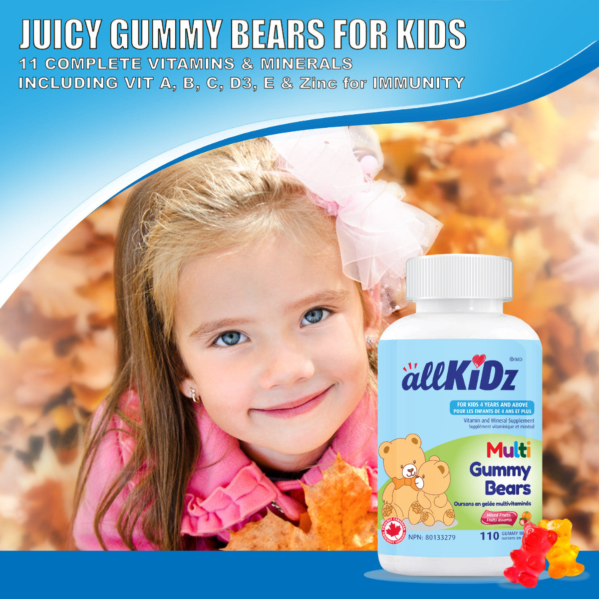 ALLKIDZ MULTI GUMMY BEARS 110S - baby enRoute