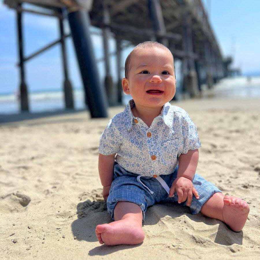 Me & Henry Helford Blue Floral Woven Onesie