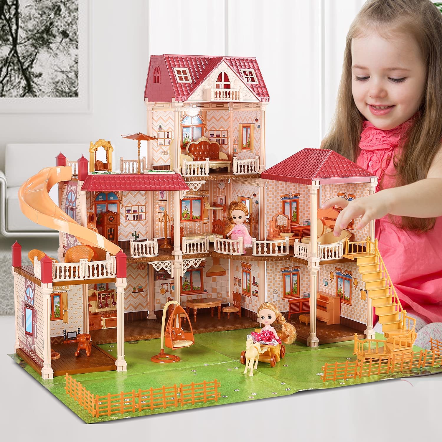 CUTE STONE FLASHING COLORED DOLLHOUSE HOUSE