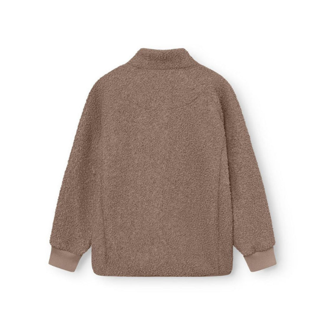 MINI A TURE Matcedric Teddyfleece winter jacket in taupe brown, plush teddy fabric for babies