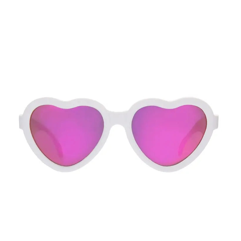 BABIATORS HEART SHAPE POLARIZED MIRRORED SUNGLASSES WHITE 6Y