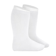 CONDOR BAMBOO PLAIN STITCH KNEE HIGH SOCKS WHITE