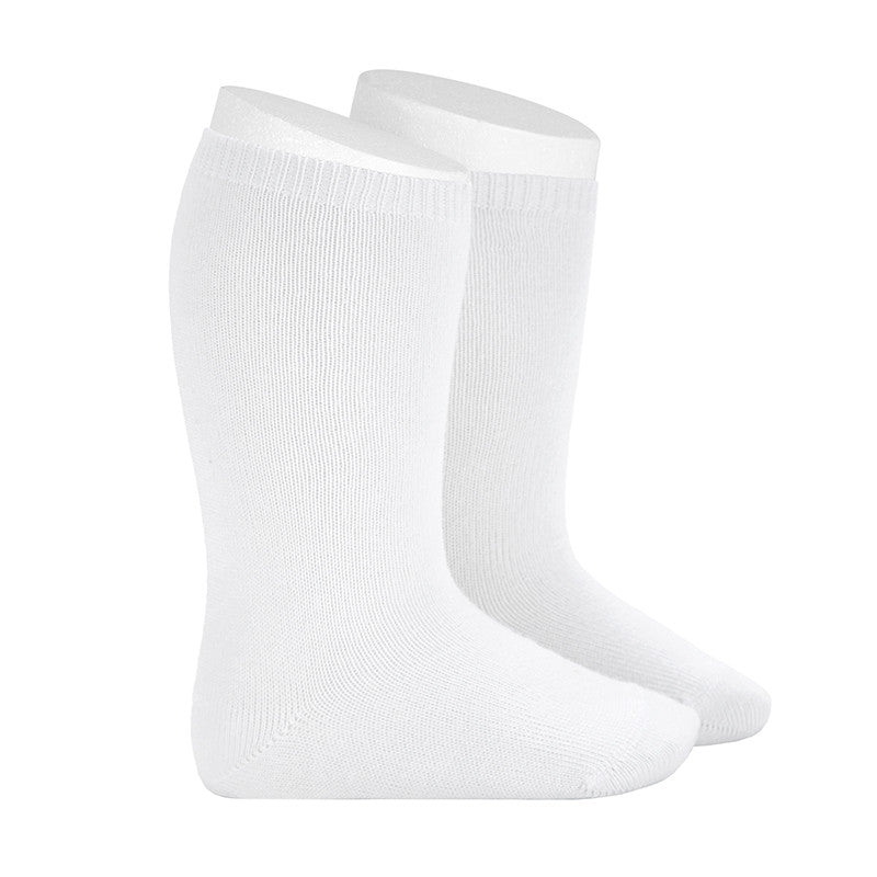CONDOR BAMBOO PLAIN STITCH KNEE HIGH SOCKS WHITE