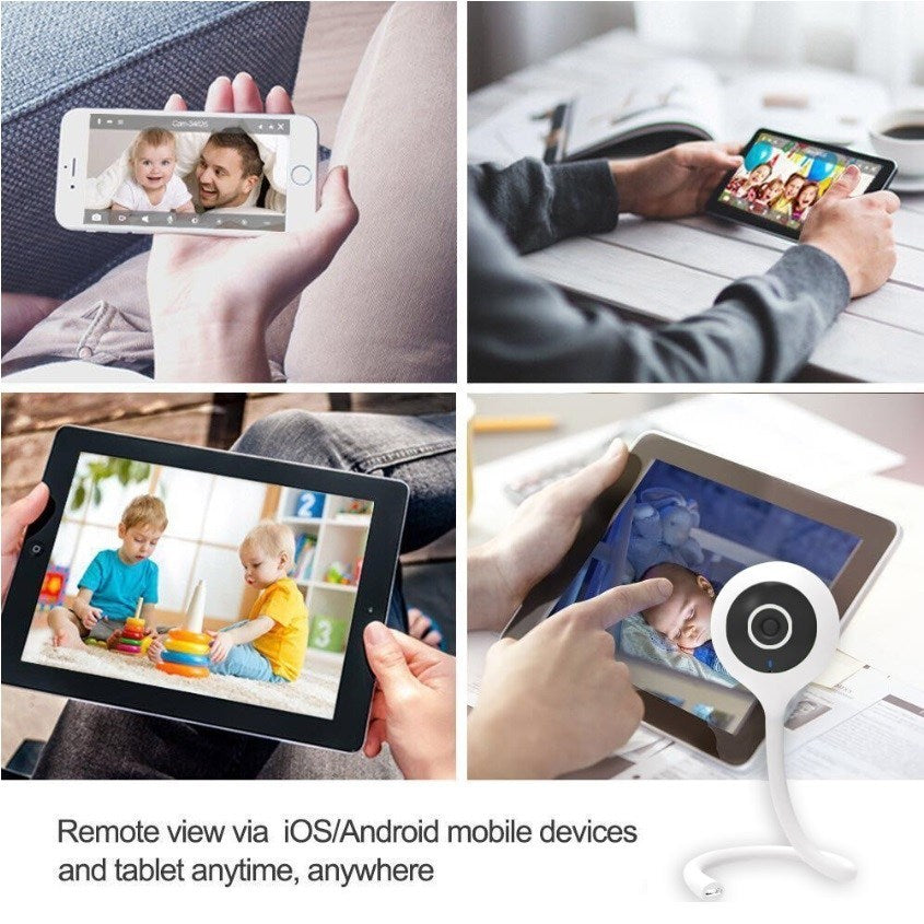 BBLUV wifi baby monitor white; 4-panel collage