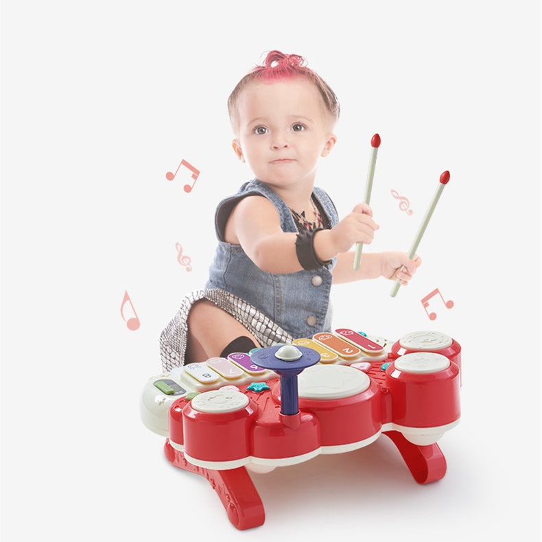 baby piano drum toy red and white with colorful keys
