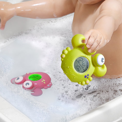 Bc Babycare smart bath thermometer and 2 frog bath toys green pink