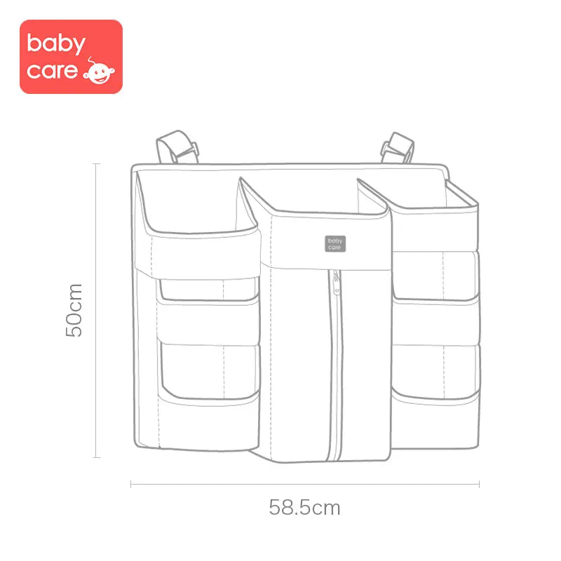 Bc babycare hanging storage bag gray fabric with multiple pockets