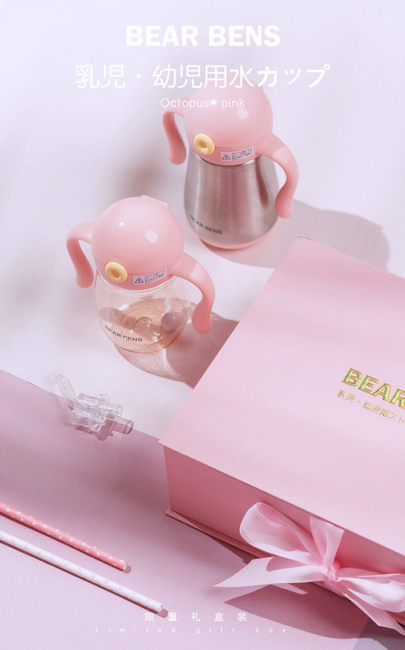 BEAR BENS WATER BOTTLE SET OCTOPUS PINK