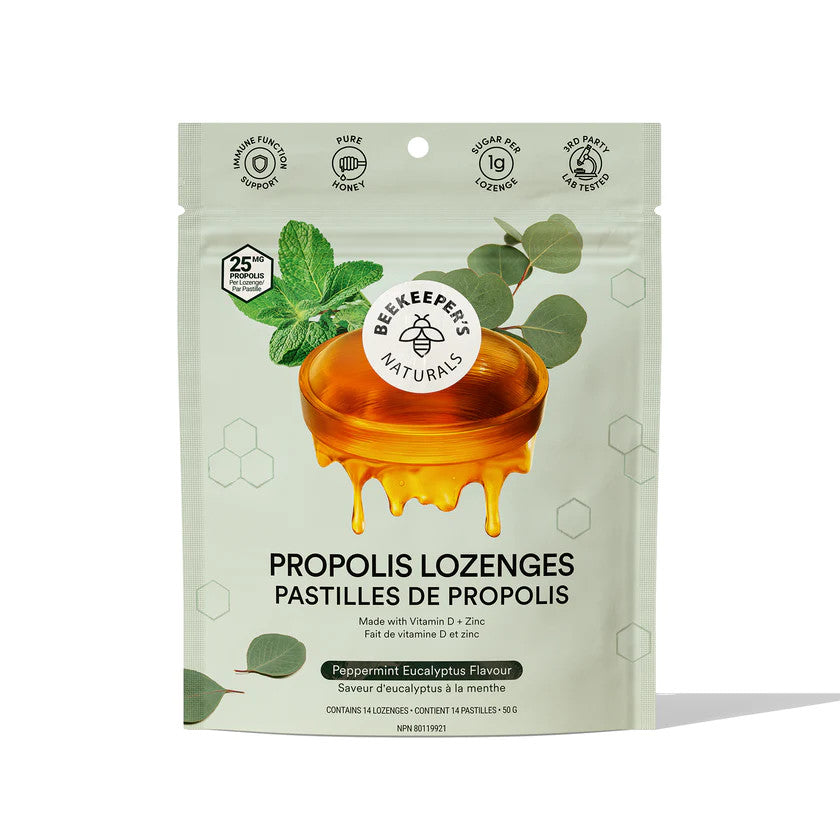 BEEKEEPER'S NATURALS PEPPERMINT EUCALYPTUS PROPOLIS LOZENGES - baby enRoute