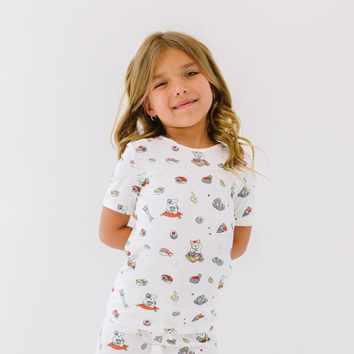 BELLABU BEAR BAMBOO KIDS SHORT SET SUSHI CAT