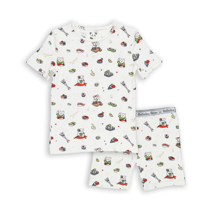 BELLABU BEAR BAMBOO KIDS SHORT SET SUSHI CAT