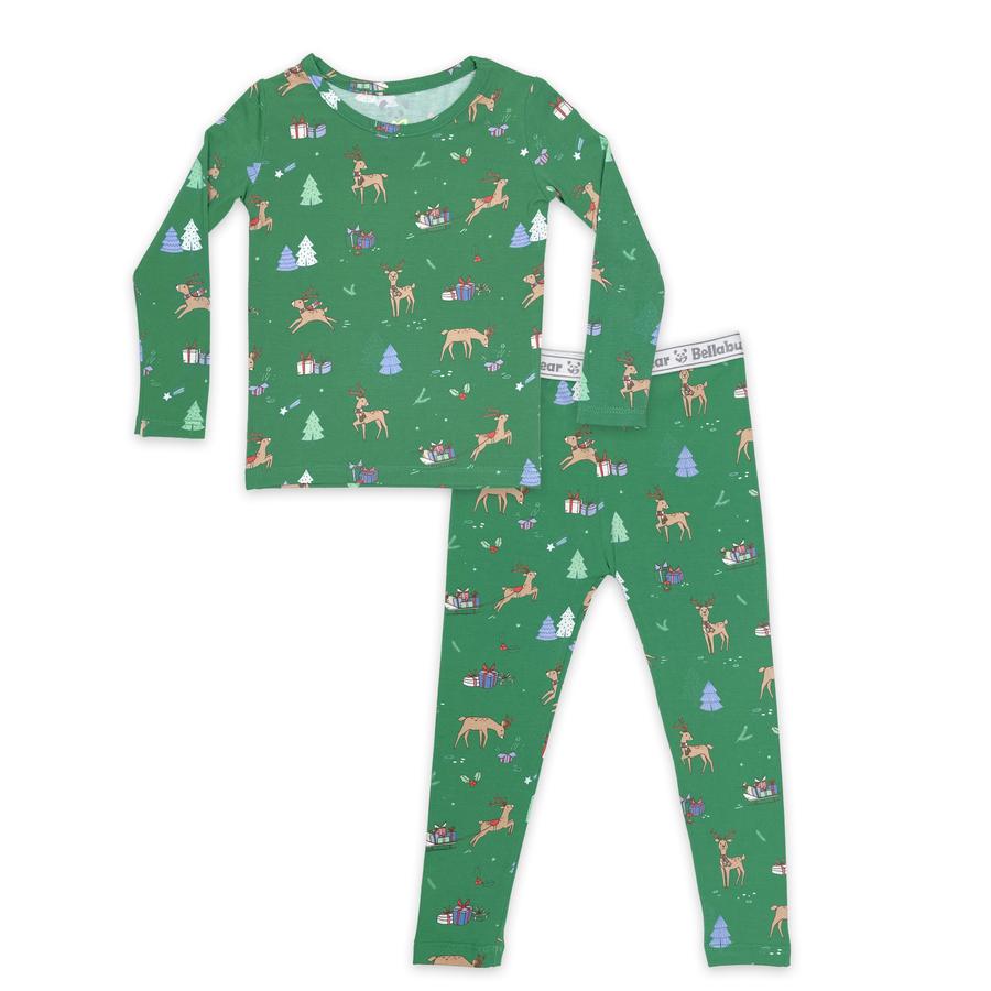 BELLABU BEAR GREEM REINDEER BAMBOO KIDS PAJAMAS TWO-PIECE SET