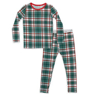 Bellabu Bear Holiday Plaid Bamboo Kids Pajamas Two Piece Set