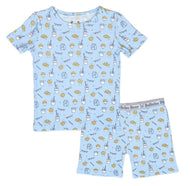 BELLABU BEAR MILK AND COOKIES BLUE BAMBOO KIDS SHORT SET