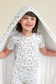 BELLABU BEAR ORIGINAL MILK AND COOKIES BAMBOO KIDS SHORT SET