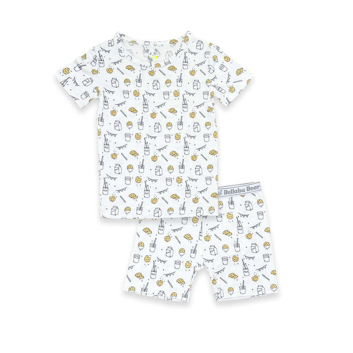 BELLABU BEAR ORIGINAL MILK AND COOKIES BAMBOO KIDS SHORT SET