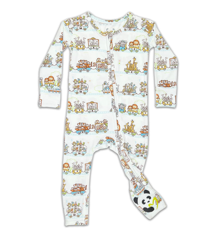 BELLABU BEAR ZOO TRAIN BAMBOO CONVERTIBLE FOOTIE