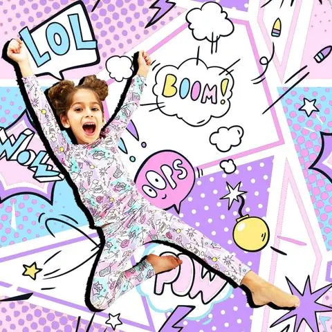 BELLABU BEAR COMIC PURPLE BAMBOO KIDS PAJAMAS TWO-PIECE SET - baby enRoute