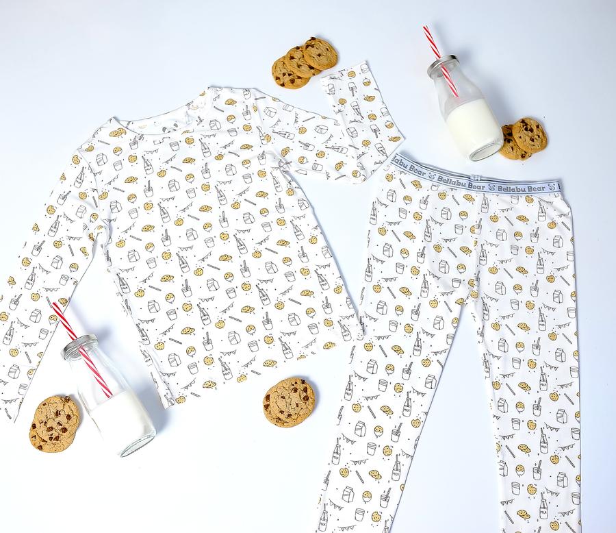 BELLABU BEAR MILK AND COOKIES ORIGINAL BAMBOO KIDS PAJAMAS