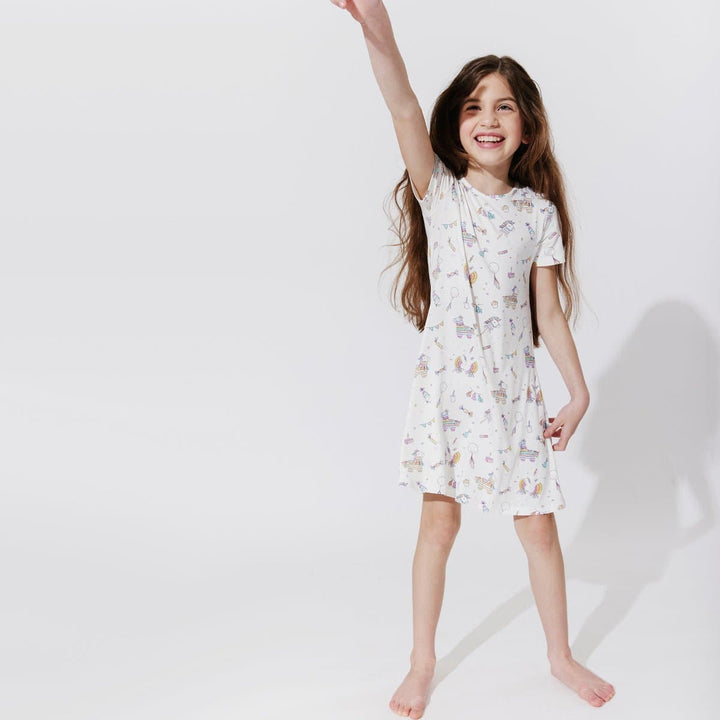BELLABU BEAR BAMBOO GIRLS' SHORT SLEEVE DRESS PINATA