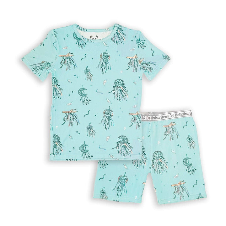 BELLABU BEAR BAMBOO KIDS SHORT SET DREAMCATCHER BLUE