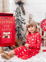 Bellabu Bear Red Reindeer Bamboo Girl's Dress