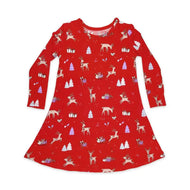 Bellabu Bear Red Reindeer Bamboo Girl's Dress