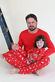 BELLABU BEAR RED REINDEER BAMBOO MEN'S PAJAMA SET